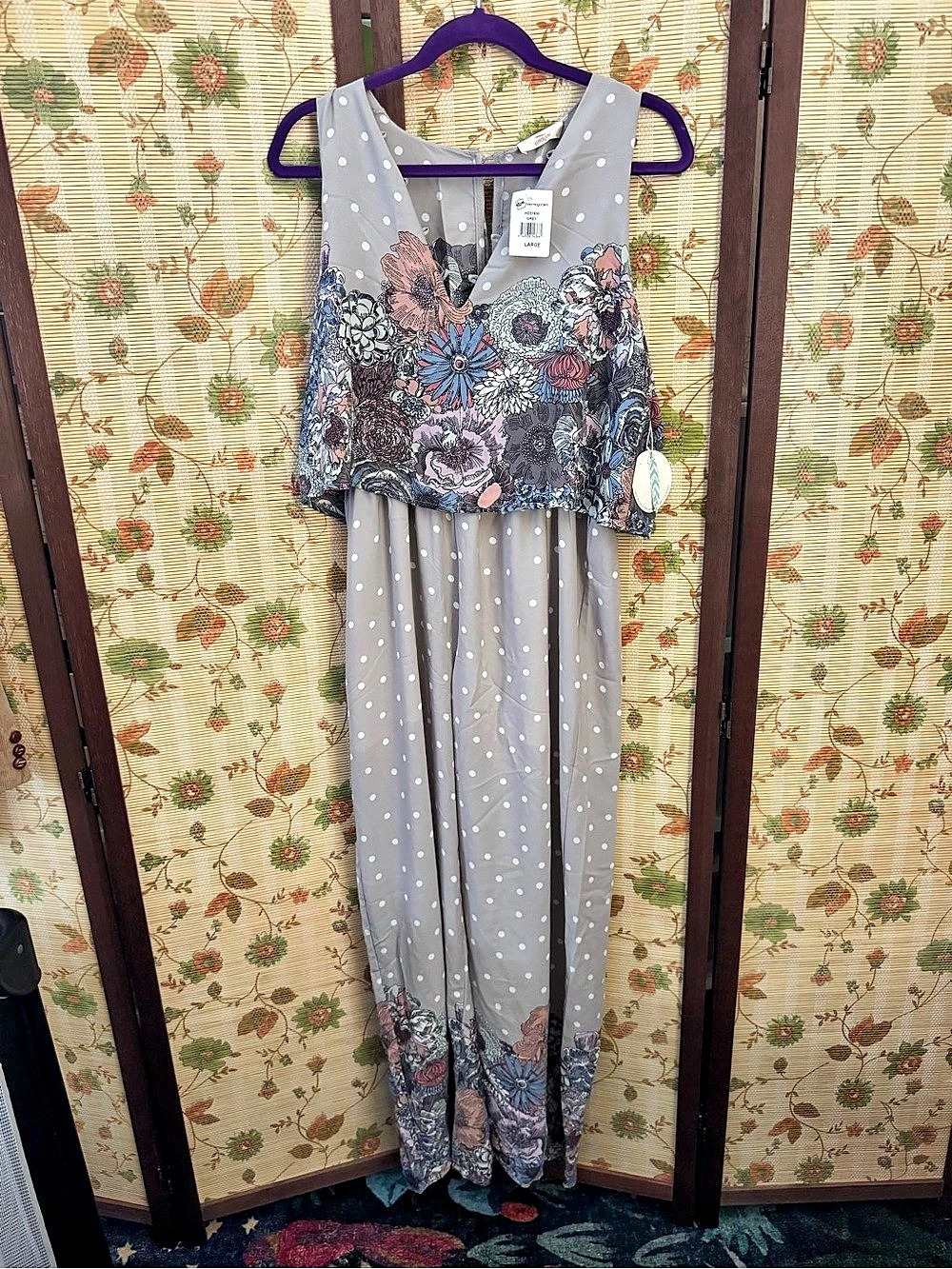 Hummingbird Bloomingdales NWT Jumpsuit Floral & Polka Dots